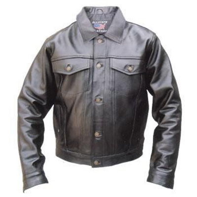 (image for) Men's Black Buffalo Leather Jean / Trucker style jacket